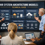 HR system architecture models diagram showing monolithic, layered, and microservices HR platform design