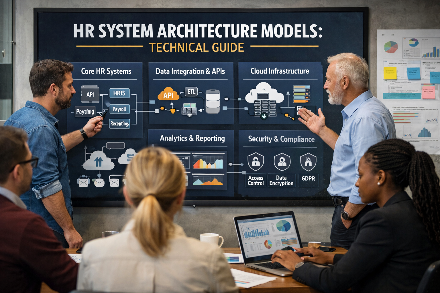 HR system architecture models diagram showing monolithic, layered, and microservices HR platform design