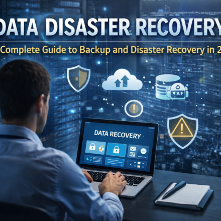 Data disaster recovery system with cloud backup, cybersecurity protection, and IT professional monitoring recovery dashboard